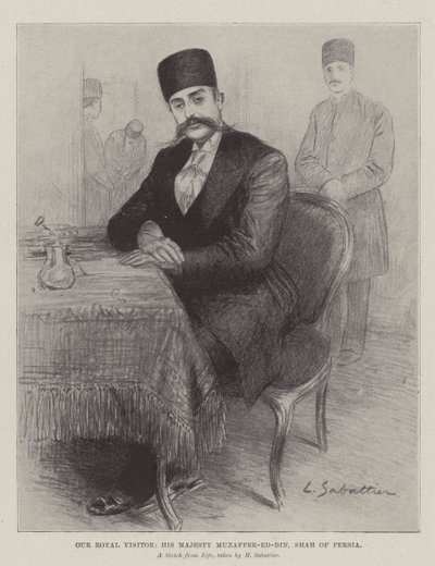 Vores kongelige besøgende, Hans Majestæt Muzaffer-ed-Din, Shah af Persien af Louis Remy Sabattier