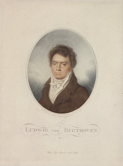 Lugwig van Beethoven (1770-1827) graveret af Blasius Hofel (1792-1863) 1814 (mezzotint) af Louis Rene Letronne