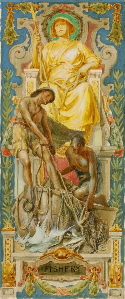 Fiskeri (undersøgelse til panel, Old Senate Office Building) af Louis Schaettle