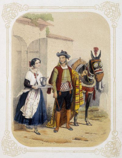 Par i Spanien - i "" Album af den unge rejsende", illustreret af Louis Lassalle af Louis Simon Lassalle