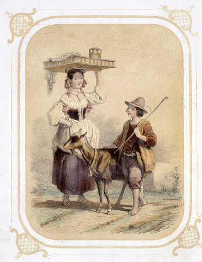 Italiensk og bondehyrde - i "" Album af den unge rejsende", illustreret af Louis Lassalle af Louis Simon Lassalle