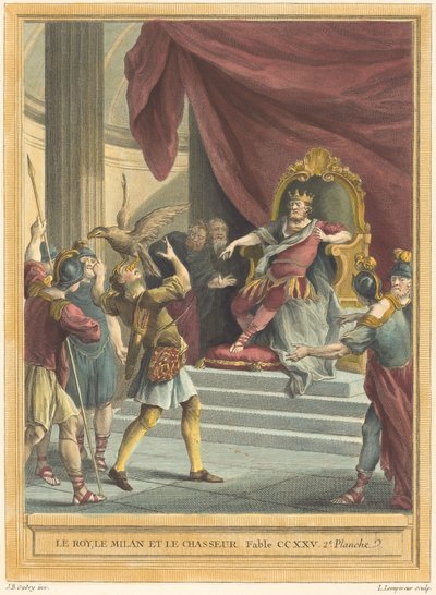Kongen, dragen og jægeren af Louis Simon Lempereur after Jean Baptiste Oudry