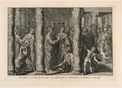 Helbredelsen af den lamme ved den smukke port til templet af Louis Sommereau