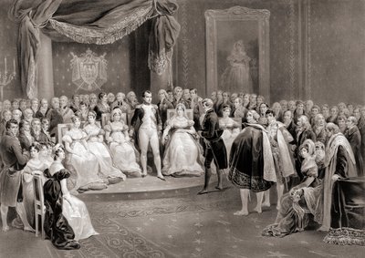 Napoleon og hans hof. (Print) af Louis Stanislas (after) Marin Lavigne