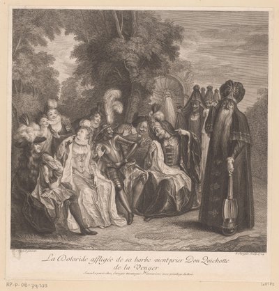 Doloride beder Don Quixote om at tage hævn for hende La Doloride affligée de sa barbe vient prier Don Quichotte de la venger (titel på objektet) Historien om Don Quixote fra La Mancha (serietitel) af Louis Surugue