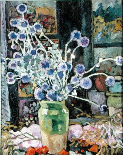 Buket blomster ved vinduet af Louis Valtat