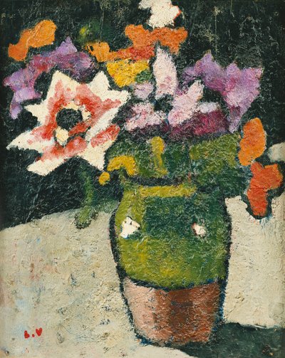 Blomster i en Vase; Buket blomster i en vase af Louis Valtat