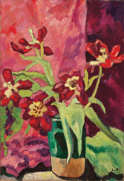 Vase, røde tulipaner; Vase, røde tulipaner af Louis Valtat