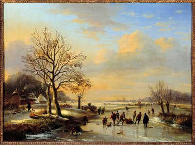 Skatere. Maleri af Louis Verwee (1807-1877) af Louis Verwee