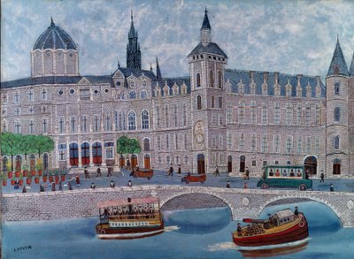 Udsigt over Justitspaladset i Paris Maleri af Louis Vivin (1861-1936) Paris fra det 20. århundrede, kommunalt museum for moderne kunst af Louis Vivin