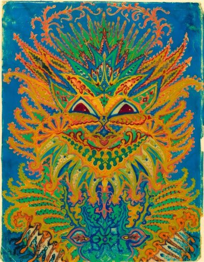 Kalejdoskopkatte: kattemønster på blåt af Louis Wain
