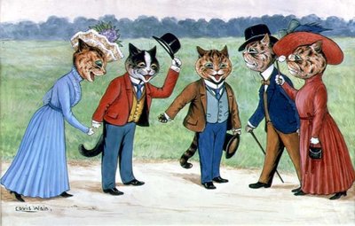 Promenaderende katte af Louis Wain