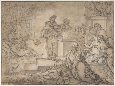 Offer ofret før en statue af Jupiter, 1600-tallet. af Louis de Boullogne