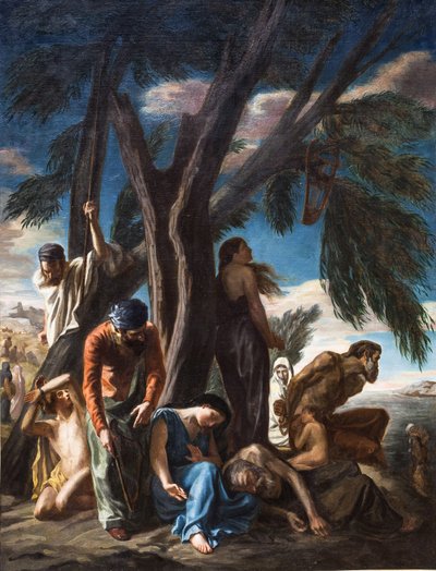 Det sidste stop for jøderne, der blev taget til fange i Babylon, 1843 (olie på lærred) af Louis de Planet