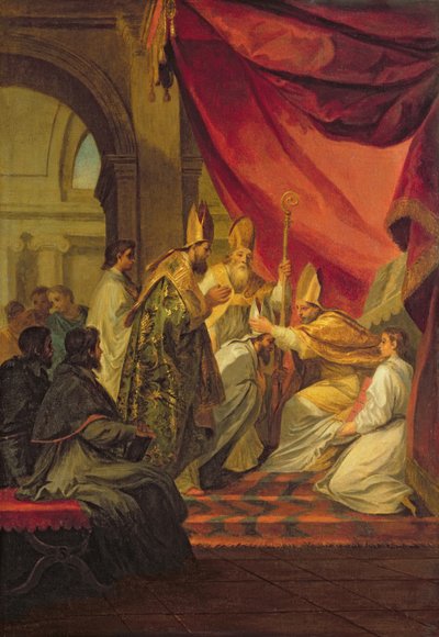 St. Augustine (354-430) ordineret som biskop af Hippo, studie til udsmykningen i Invalides, 1702 af Louis de, the Younger Boulogne