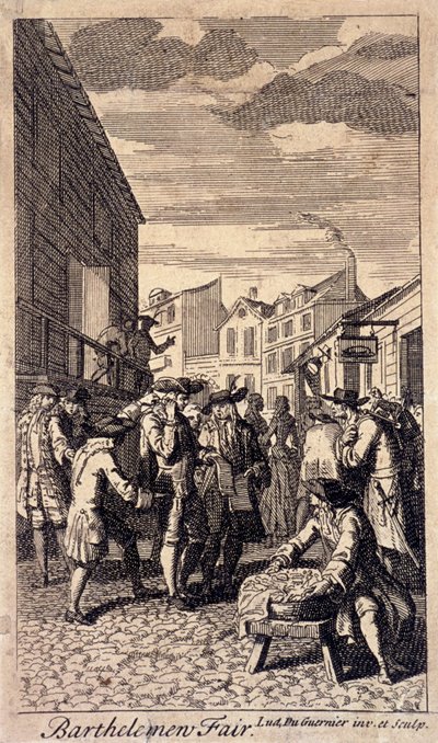 Bartholomew Fair, London, c1715 af Louis du Guernier