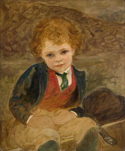 Studie af en dreng, der sidder i en trillebør, 1890. af Louisa Starr