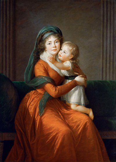 Portræt af prinsesse Alexandra Golitsyna med sin søn Pyotr, 1794. af Elisabeth Louise Vigee Lebrun