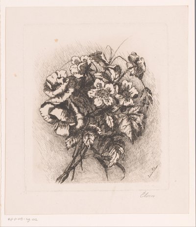 Blomsterstilleben med valmuer og anemoner af Louise Elsen