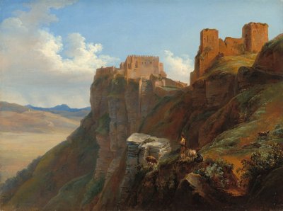 Udsigt over Castello di San Giuliano, nær Trapani, Sicilien, ca. 18241826. af Louise Josephine Sarazin de Belmont
