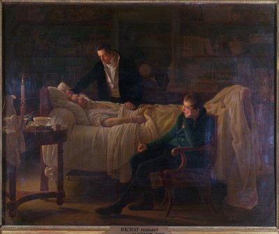Marie Francois Xavier Bichat (1771-1802) døende omgivet af lægerne Esparon og Philibert Joseph Roux (1780-1854) af Louise Marie Jeanne Hersent