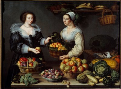 Frugt- og grønthandleren Maleri af Louise Moillon (1610-1696) 1630 søn. 1,20x1,65m af Louise Moillon
