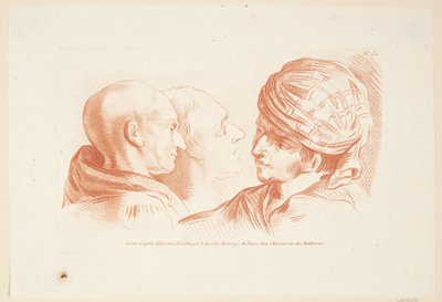 Studie af tre mandehoveder af Louise Rosalie Hémery