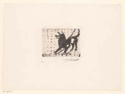 Gøende hund Cave Canem (titel på objekt) af Lovis Corinth (signed by artist)