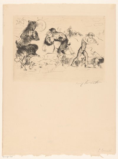 Satyrer, en nymfe, en faun og en flok grise af Lovis Corinth (signed by artist)