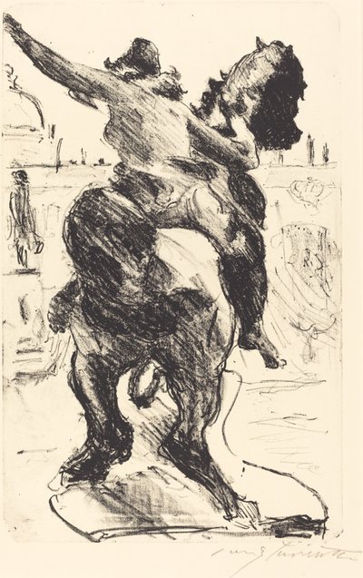 Amazon -statue på trappen i den gamle museumsstatue af en Amazon ..., 1916. af Lovis Corinth