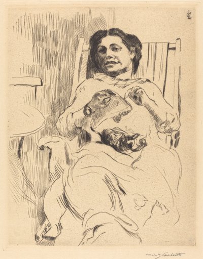 Kvinde med håndarbejde af Lovis Corinth