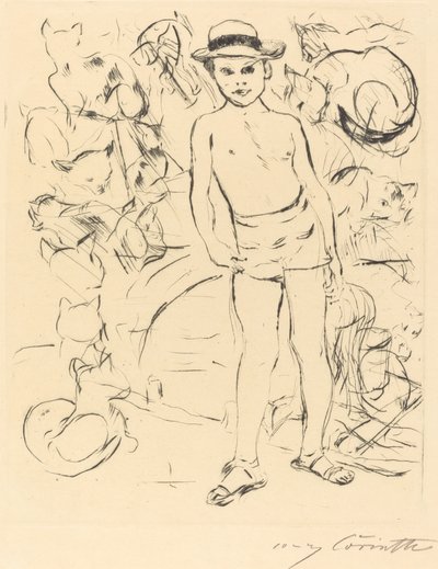 Dreng iført badebukser og stråhat Dreng iført badebukser og stråhat, 1915. af Lovis Corinth