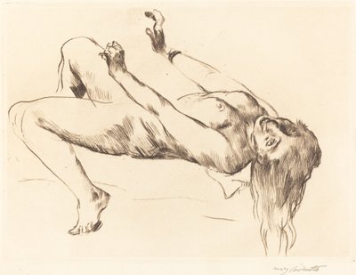 Liggende nøgen kvinde. Studie for Joseph and Potiphar reclining kvinde..., 1915. af Lovis Corinth