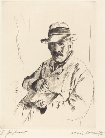 Selvportræt i stråhat, 1913. af Lovis Corinth