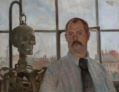Selvportræt med skelet af Lovis Corinth