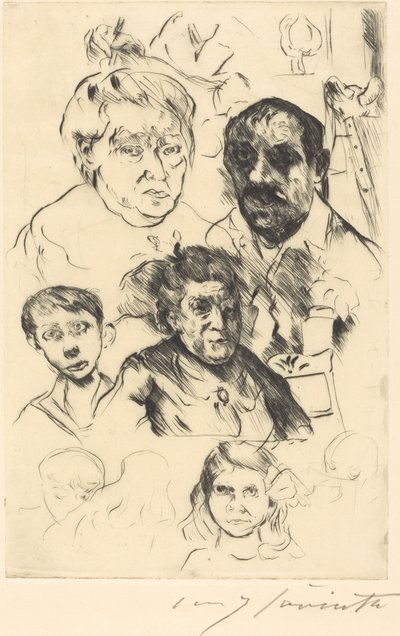 Assorterede hoveder og selvportræt, 1915. af Lovis Corinth