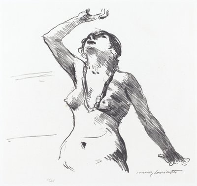 Kvindelig nøgen forsvarer sig selv, 1913. af Lovis Corinth