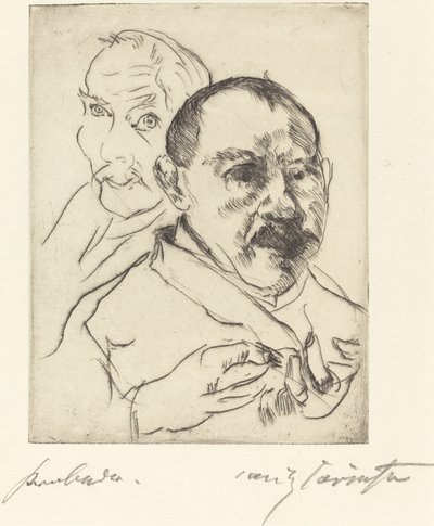 Skitse af to mandlige hoved-selvportrætter, 1915. af Lovis Corinth