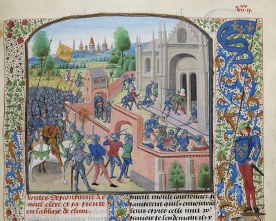 Overtagelse af Ename Abbey, 1381, ca 1470-1475. af Loyset Liedet
