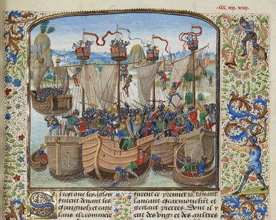 Slaget ved La Rochelle, 1372, ca 1470-1475. af Loyset Liedet