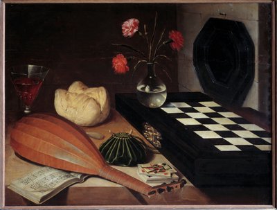 Stilleben ved sjakket Maleri af Lubin Baugin (1612/1613-1663) 1600-tallet søn. 0,55x0,73 m af Lubin Baugin
