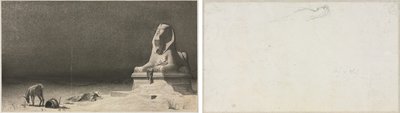 Resten på flugten til Egypten (recto); Skitse af en sfinx [?] (verso) af Luc Olivier Merson