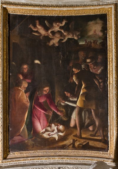 Genova, Duomo (St. Lawrence Cathedral), indeni, Lercari-kapellet eller Det Hellige Sakraments kapel (den nordlige apsis): "Tilbedelse af hyrderne", af Luca Cambiaso af Luca Cambiaso