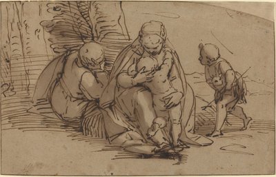 Hellig familie med spædbarnet Saint John af Luca Cambiaso