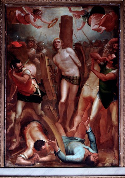 Sankt Georgs martyrdød på tandhjulet (maleri af Luca Cambiaso