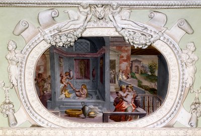 Scener af bad, forførelse. Fresco af Luca Cambiaso (1527-1585) af Luca Cambiaso