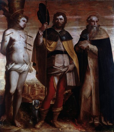 Sankt Roch, Sankt Sebastian og Sankt Antonius den Store (maleri af Luca Cambiaso