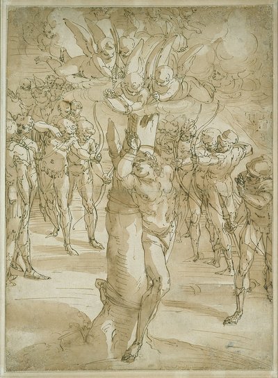 Den hellige Sebastians martyrium af Luca Cambiaso
