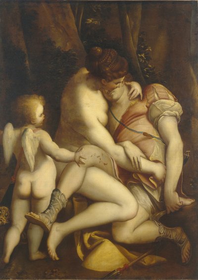 Venus og Adonis, 1565-1569 af Luca Cambiaso