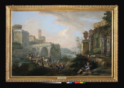 Capriccio med Ponte Rotto, ca. 1714 (olie på lærred) af Luca Carlevaris